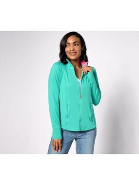 Belle by Kim Gravel Women Jacket Sz 2X Zip Athletic Pop of Color Green A627930